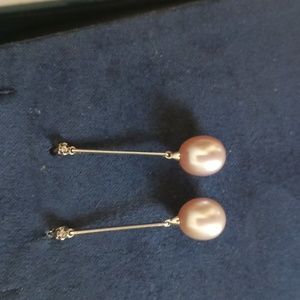 Pink pearl earrings